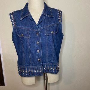 Gordon and James Vintage Denim rhinestone studded vest